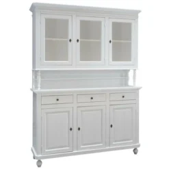 MOBILI 2G - CRISTALLIERA ARTE POVERA 3 ANTE IN LEGNO SHABBY BIANCO 150x43x208h