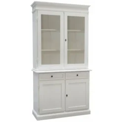MOBILI 2G - CRISTALLIERA 2 PORTE ARTE POVERA LEGNO SHABBY BIANCO 105X42X206