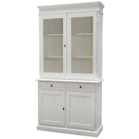MOBILI 2G - CRISTALLIERA 2 PORTE ARTE POVERA LEGNO SHABBY BIANCO 105X42X206 2 MOBILI 2G - CRISTALLIERA 2 PORTE ARTE POVERA LEGNO SHABBY BIANCO 105X42X206 - immagine 2