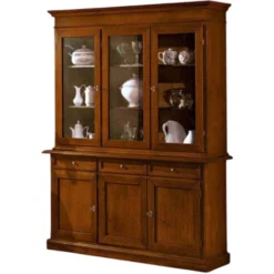 MOBILI 2G - CRISTALLIERA 3 PORTE IN LEGNO NOCE ARTE POVERA 155x42x210 -Negozio al dettaglio VIDAXL || HOMCOM || Songmics 26312178 3