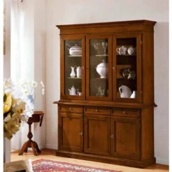 MOBILI 2G - CRISTALLIERA 3 PORTE IN LEGNO NOCE ARTE POVERA 155x42x210 -Negozio al dettaglio VIDAXL || HOMCOM || Songmics 26312178 4