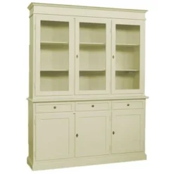 MOBILI 2G - CRISTALLIERA LEGNO ARTE POVERA AVORIO L.156 P. 42 H.205