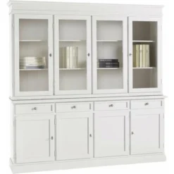 MOBILI 2G - CRISTALLIERA CLASSICA IN LEGNO 4 PORTE BIANCO SPORCO 203x42x203