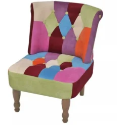 Hommoo Poltrona Francese Design Patchwork In Tessuto VD07992