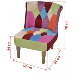 Hommoo Poltrona Francese Design Patchwork In Tessuto VD07992 -Negozio al dettaglio VIDAXL || HOMCOM || Songmics 26485722 5