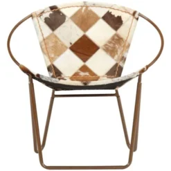 Hommoo Sedia A Diamante Marrone In Vera Pelle VD11872 -Negozio al dettaglio VIDAXL || HOMCOM || Songmics 26529576 3