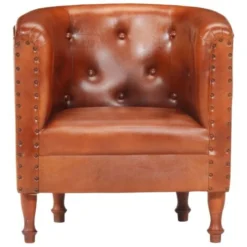 Hommoo Poltrona A Pozzetto Marrone In Vera Pelle VD36883 8 Hommoo Poltrona A Pozzetto Marrone In Vera Pelle VD36883 -Negozio al dettaglio VIDAXL || HOMCOM || Songmics 26658653 4