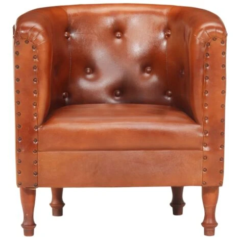 Hommoo Poltrona A Pozzetto Marrone In Vera Pelle VD36883 4 Hommoo Poltrona A Pozzetto Marrone In Vera Pelle VD36883 - immagine 4