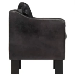 Hommoo Poltrona A Pozzetto Nera In Vera Pelle VD37025 -Negozio al dettaglio VIDAXL || HOMCOM || Songmics 26658790 3