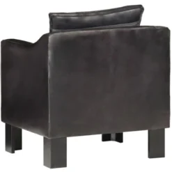 Hommoo Poltrona A Pozzetto Nera In Vera Pelle VD37025 -Negozio al dettaglio VIDAXL || HOMCOM || Songmics 26658790 4