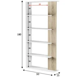 Libreria Design Moderna Scaffale 5 Ripiani 180x25x90 Casa Ufficio Bianco Rovere 7 Libreria Design Moderna Scaffale 5 Ripiani 180x25x90 Casa Ufficio Bianco Rovere -Negozio al dettaglio VIDAXL || HOMCOM || Songmics 26736148 3