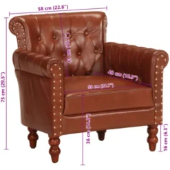 Poltrona Marrone In Vera Pelle Di Capra VidaXL -Negozio al dettaglio VIDAXL || HOMCOM || Songmics 26861407 3