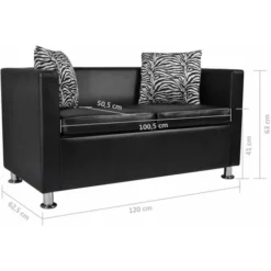 Divano A 2 Posti In Similpelle Nera VidaXL -Negozio al dettaglio VIDAXL || HOMCOM || Songmics 2707986 3