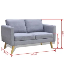 Divano A 2 Posti In Tessuto Grigio Chiaro VidaXL -Negozio al dettaglio VIDAXL || HOMCOM || Songmics 2707995 3