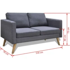 Divano A 2 Posti In Tessuto Grigio Scuro VidaXL -Negozio al dettaglio VIDAXL || HOMCOM || Songmics 2707997 5