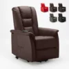 Poltrona Relax Reclinabile Sistema Alzapersona Similpelle 2 Ruote Joanna Colore: Marrone