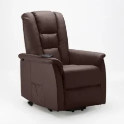 Poltrona Relax Reclinabile Sistema Alzapersona Similpelle 2 Ruote Joanna Colore: Marrone -Negozio al dettaglio VIDAXL || HOMCOM || Songmics 28006712 3