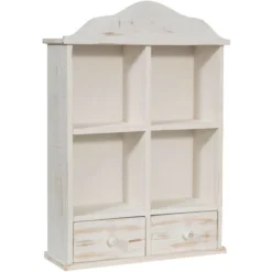 Pensile Cucina In Legno 54x36x12 Cm Vetrinetta Shabby Chic Bianco 2 Ripiani Pensile Bagno Bianco 2 Ante Mobiletto Bagno Sospeso