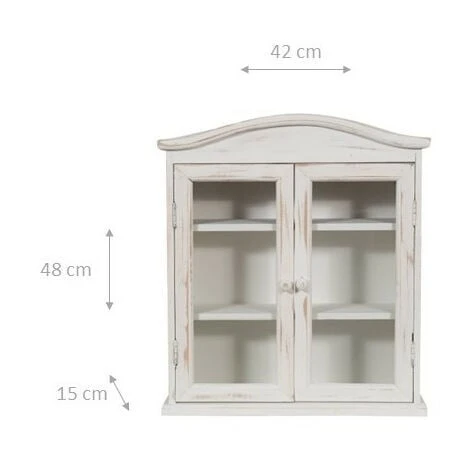 Vetrina Cucina In Legno 48x42x15 Cm Vetrinetta Shabby Chic Bianco 3 Ripiani Pensile Bagno Bianco 2 Ante Mobiletto Bagno Sospeso 2 Vetrina Cucina In Legno 48x42x15 Cm Vetrinetta Shabby Chic Bianco 3 Ripiani Pensile Bagno Bianco 2 Ante Mobiletto Bagno Sospeso - immagine 2