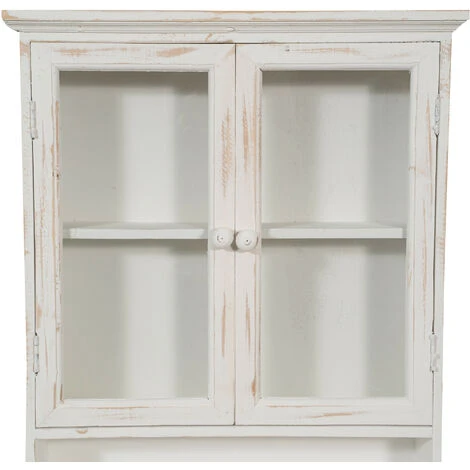 Vetrina Cucina Legno 63 X 48 X 12 Cm Vetrinetta Shabby Chic Bianco 2 Ripiani Pensile Bagno Bianco 2 Ante Mobiletto Bagno Sospeso 5 Vetrina Cucina Legno 63 X 48 X 12 Cm Vetrinetta Shabby Chic Bianco 2 Ripiani Pensile Bagno Bianco 2 Ante Mobiletto Bagno Sospeso - immagine 5