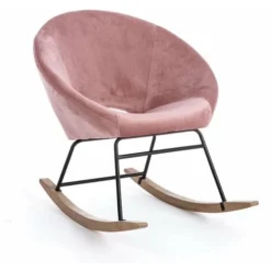 Sedia A Dondolo Imbottita In Velluto Annika Piedi In Legno Da Interno Per Salotto E Studio -Blu Pavone -Negozio al dettaglio VIDAXL || HOMCOM || Songmics 28090067 3