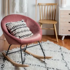 Sedia A Dondolo Imbottita In Velluto Annika Piedi In Legno Da Interno Per Salotto E Studio -Blu Pavone -Negozio al dettaglio VIDAXL || HOMCOM || Songmics 28090067 4