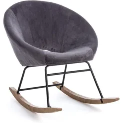 Sedia A Dondolo Imbottita In Velluto Annika Piedi In Legno Da Interno Per Salotto E Studio -Blu Pavone -Negozio al dettaglio VIDAXL || HOMCOM || Songmics 28090067 5