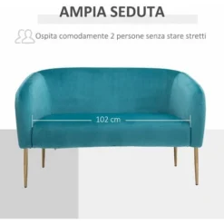 HOMCOM Divano 2 Posti Con Schienale E Braccioli, Arredamento Soggiorno E Ufficio -Negozio al dettaglio VIDAXL || HOMCOM || Songmics 28384664 4