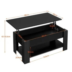 Yaheetech Tavolino Tavolo Elevabile Da Salotto Divano Caffè Moderno Con Piano Sollevabile Ripiano Inferiore 98 X 50 X 42-56 Cm Nero -Negozio al dettaglio VIDAXL || HOMCOM || Songmics 28438683 3