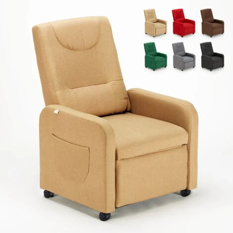 Poltrona Relax Reclinabile 4 Ruote Con Poggiapiedi In Tessuto Beautiful Colore: Beige 1 Poltrona Relax Reclinabile 4 Ruote Con Poggiapiedi In Tessuto Beautiful Colore: Beige