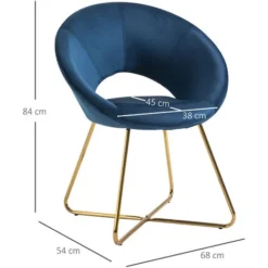 HOMCOM Sedia Imbottita In Velluto E Metallo, Poltroncina Da Camera E Ufficio -Negozio al dettaglio VIDAXL || HOMCOM || Songmics 28614378 3