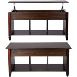 Yaheetech Tavolino Da Caffè Sollevabile Tavolino Da Salotto Divano Moderno Con Ripiano Inferiore Portaoggetti Salvaspazio 105 X 50 X 63 Cm Espresso -Negozio al dettaglio VIDAXL || HOMCOM || Songmics 28710544 3