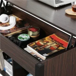 Yaheetech Tavolino Da Caffè Sollevabile Tavolino Da Salotto Divano Moderno Con Ripiano Inferiore Portaoggetti Salvaspazio 105 X 50 X 63 Cm Espresso -Negozio al dettaglio VIDAXL || HOMCOM || Songmics 28710544 4