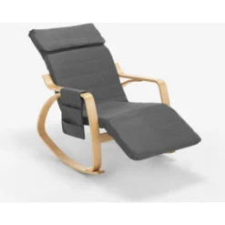 Sedia A Dondolo Legno Design Scandinavo Poggiapiedi Regolabile Odense Colore: Grigio -Negozio al dettaglio VIDAXL || HOMCOM || Songmics 28825364 3