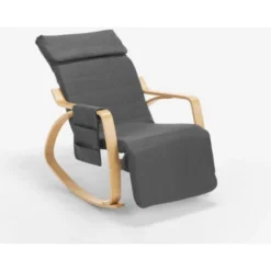 Sedia A Dondolo Legno Design Scandinavo Poggiapiedi Regolabile Odense Colore: Grigio -Negozio al dettaglio VIDAXL || HOMCOM || Songmics 28825364 4