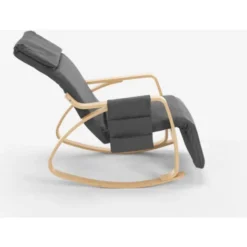 Sedia A Dondolo Legno Design Scandinavo Poggiapiedi Regolabile Odense Colore: Grigio -Negozio al dettaglio VIDAXL || HOMCOM || Songmics 28825364 5