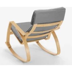 Poltrona Sedia A Dondolo In Legno Design Scandinavo Ergonomica Aalborg Colore: Grigio Chiaro -Negozio al dettaglio VIDAXL || HOMCOM || Songmics 28825366 5