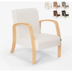 Poltrona In Legno Design Scandinavo Ergonomica Studio Salotto Frederiksberg Colore: Bianco