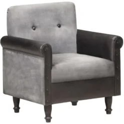 Poltrona A Pozzetto Nera In Vera Pelle E Tela VidaXL