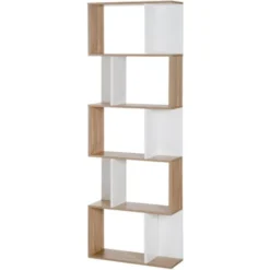 Homcom Libreria Da Muro Moderna 5 Ripiani In Legno Bianco, 60x24x184.5cm