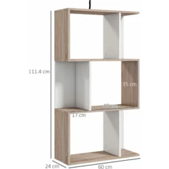 Homcom Libreria Da Parete Moderna Con 3 Ripiani Legno Naturale E Bianco, 60x24x111.4cm 7 Homcom Libreria Da Parete Moderna Con 3 Ripiani Legno Naturale E Bianco, 60x24x111.4cm -Negozio al dettaglio VIDAXL || HOMCOM || Songmics 28945196 3