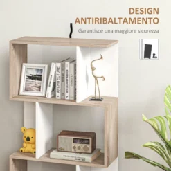 Homcom Libreria Da Parete Moderna Con 3 Ripiani Legno Naturale E Bianco, 60x24x111.4cm 9 Homcom Libreria Da Parete Moderna Con 3 Ripiani Legno Naturale E Bianco, 60x24x111.4cm -Negozio al dettaglio VIDAXL || HOMCOM || Songmics 28945196 5