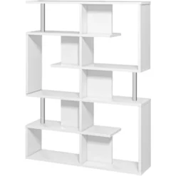 Homcom Mobile A Scaffali Libreria 5 Livelli In Legno, Bianco, 120x28.6x160cm