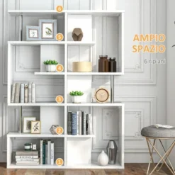 Homcom Mobile A Scaffali Libreria 5 Livelli In Legno, Bianco, 120x28.6x160cm -Negozio al dettaglio VIDAXL || HOMCOM || Songmics 28946346 4