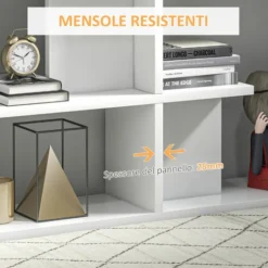 Homcom Mobile A Scaffali Libreria 5 Livelli In Legno, Bianco, 120x28.6x160cm -Negozio al dettaglio VIDAXL || HOMCOM || Songmics 28946346 5