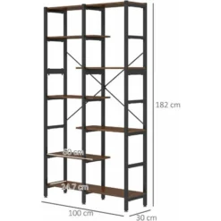 Homcom Scaffale Libreria Da Parete In Legno E Metallo Nero Con 6 Ripiani Stile Industriale -Negozio al dettaglio VIDAXL || HOMCOM || Songmics 28946601 3