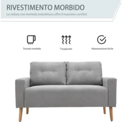 HOMCOM Divano 2 Posti Compatto Design Moderno, Schienale Trapuntato, Grigio -Negozio al dettaglio VIDAXL || HOMCOM || Songmics 28947257 4