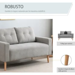 HOMCOM Divano 2 Posti Compatto Design Moderno, Schienale Trapuntato, Grigio -Negozio al dettaglio VIDAXL || HOMCOM || Songmics 28947257 5