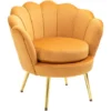 HOMCOM Poltrona Vintage Di Design In Velluto Giallo Poltroncina Da Camera