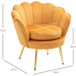 HOMCOM Poltrona Vintage Di Design In Velluto Giallo Poltroncina Da Camera -Negozio al dettaglio VIDAXL || HOMCOM || Songmics 28947297 3